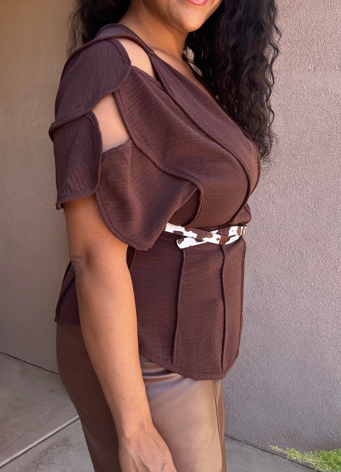 Cowbelt Draped Shoulder Top image 2
