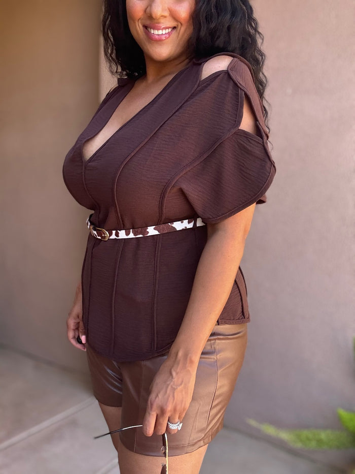 Cowbelt Draped Shoulder Top image 3