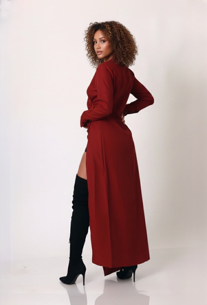 Crimson Edge Draped Top-Dress image 3