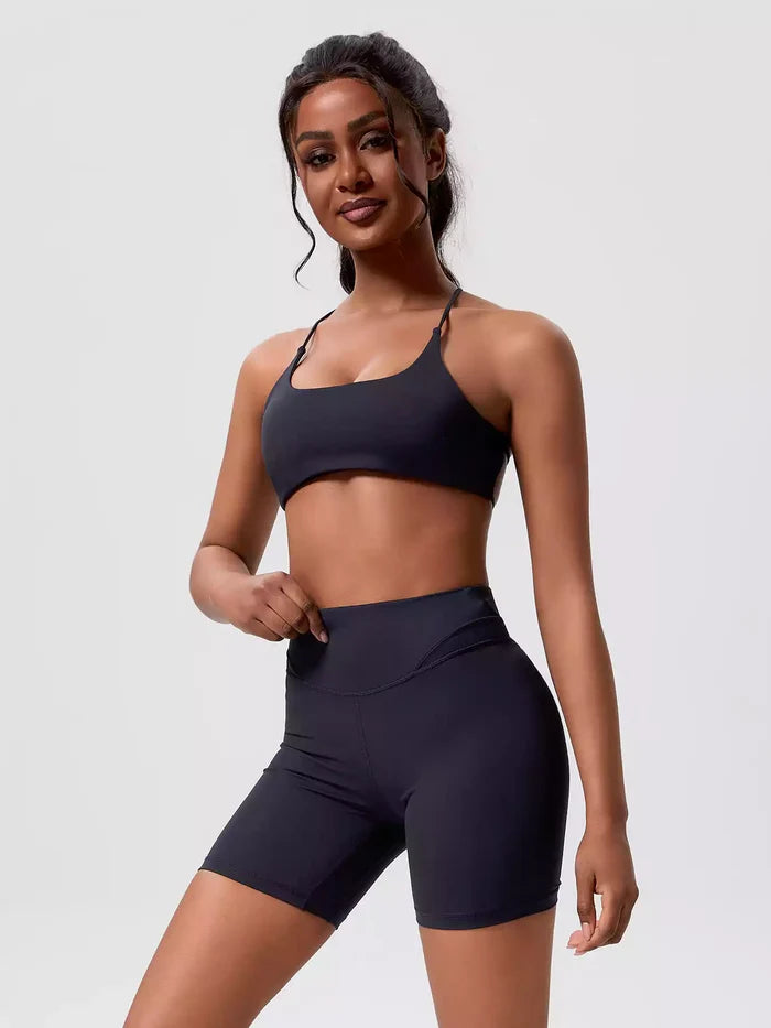 Crisscross Open-Back Adjustable Strap Sports Bra