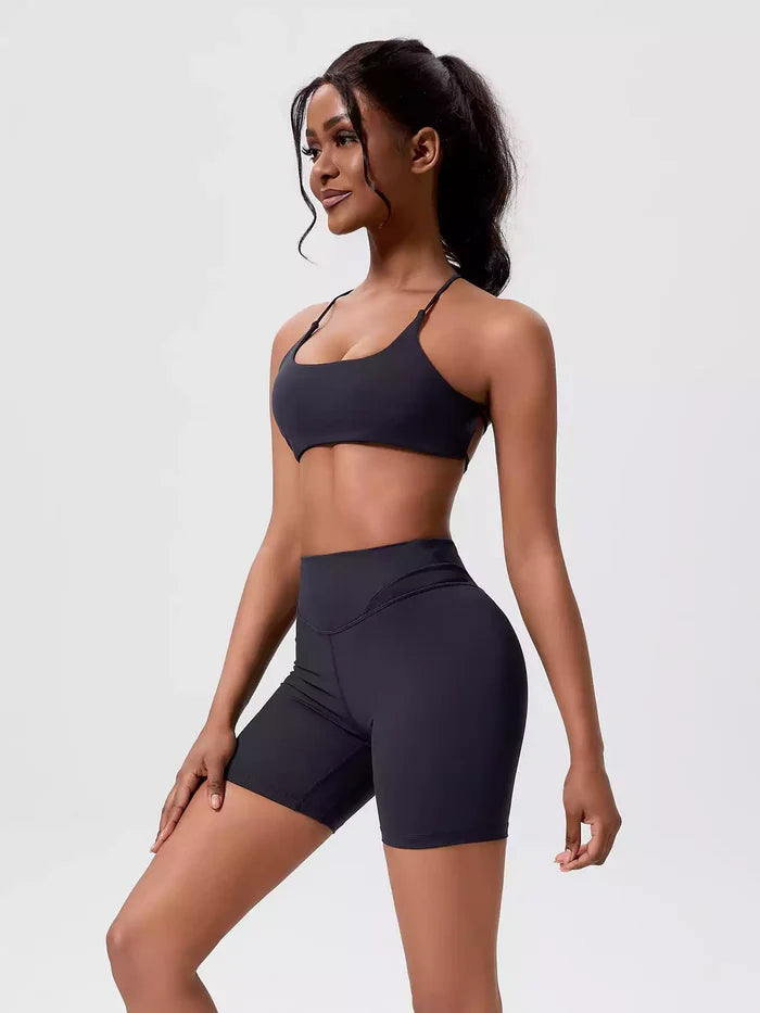 Crisscross Open-Back Adjustable Strap Sports Bra