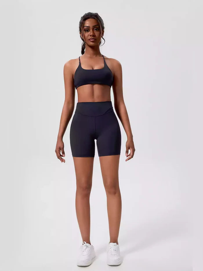 Crisscross Open-Back Adjustable Strap Sports Bra