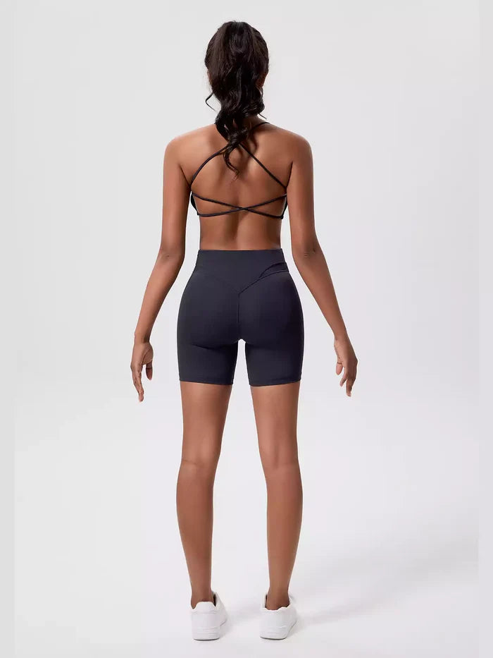 Crisscross Open-Back Adjustable Strap Sports Bra