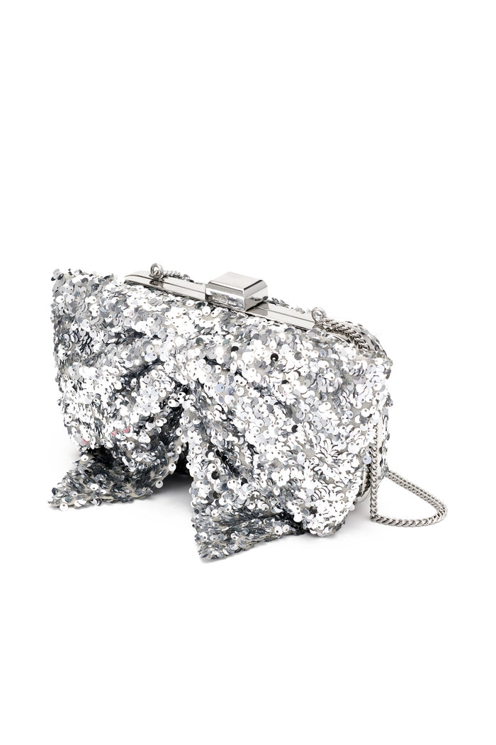CUPIDS SILVER SEQUIN EVENING CLUTCH