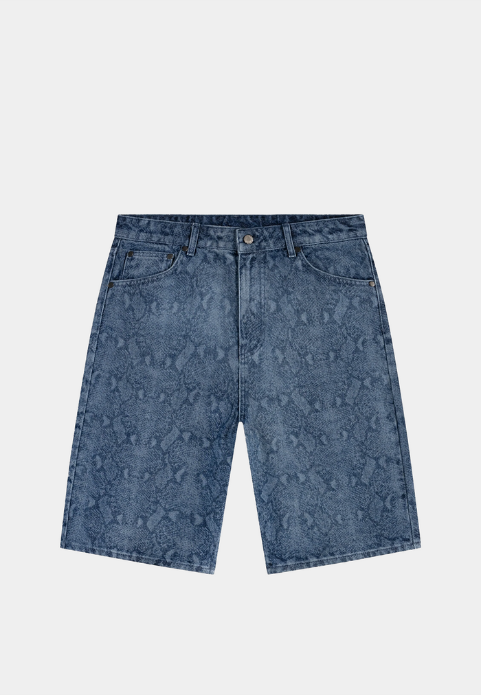 Daily Paper Snake Laser Denim Shorts Blue