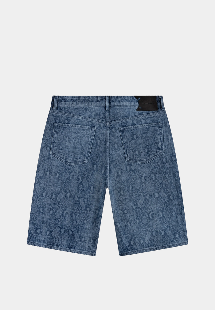 Daily Paper Snake Laser Denim Shorts Blue