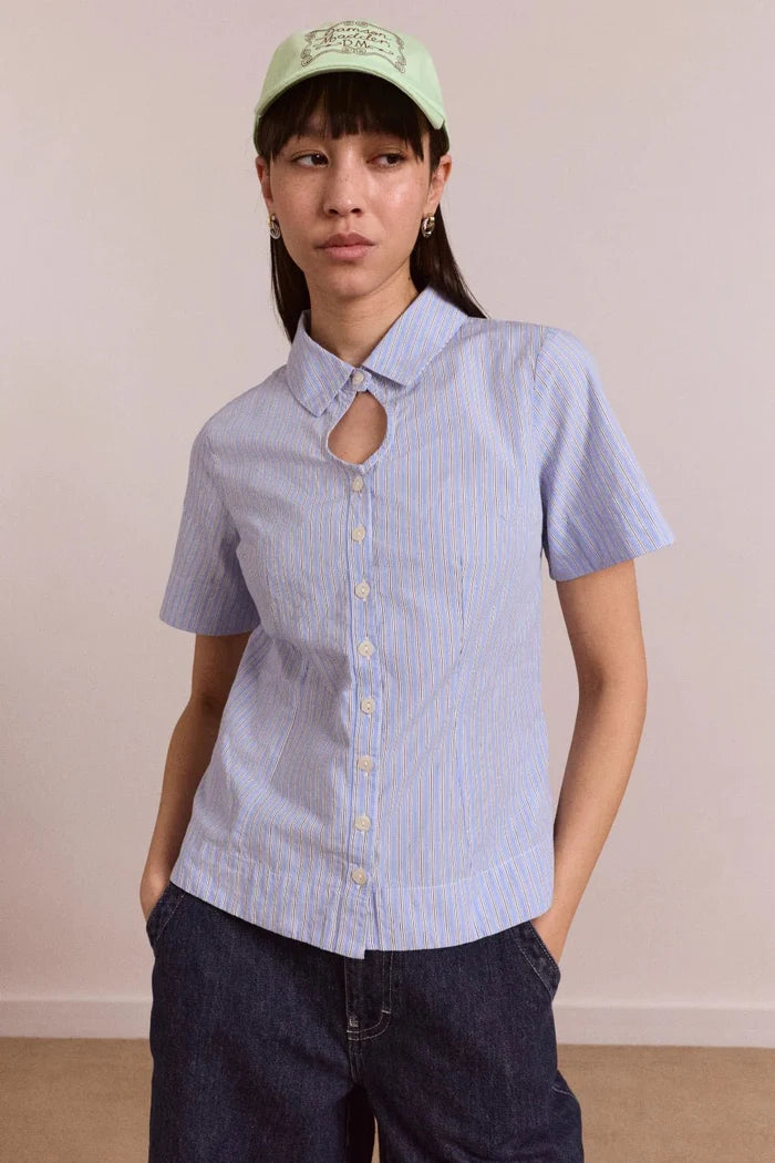 Damson Madder - Ebba Shirt in Mini Blue Business Stripe - Kalifornia Jean Bar
