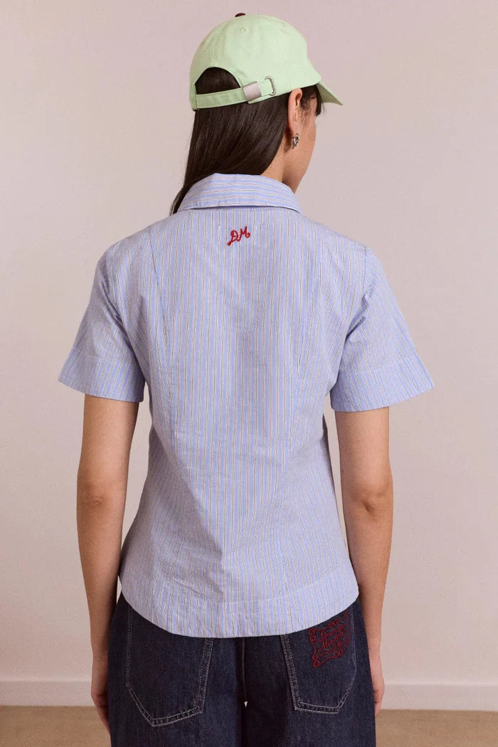 Damson Madder - Ebba Shirt in Mini Blue Business Stripe - Kalifornia Jean Bar