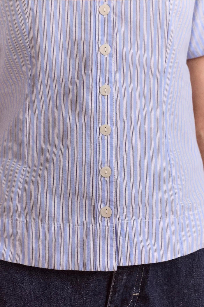 Damson Madder - Ebba Shirt in Mini Blue Business Stripe - Kalifornia Jean Bar