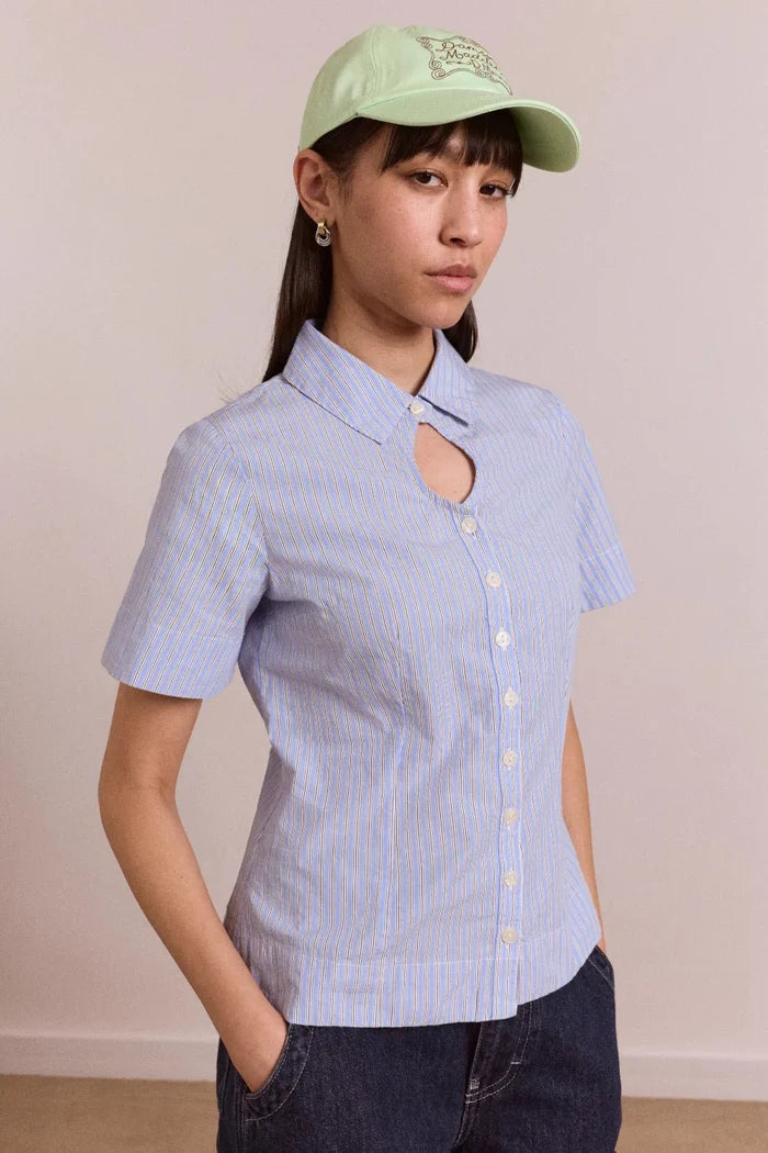 Damson Madder - Ebba Shirt in Mini Blue Business Stripe - Kalifornia Jean Bar