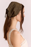 Damson Madder - Embroidered Headscarf Khaki Green - Kalifornia Jean Bar