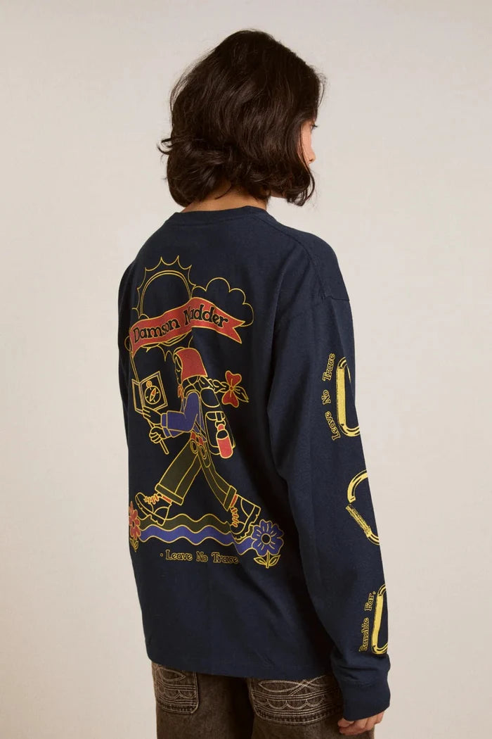 Damson Madder - Navy Rambler Longsleeve Tee - Kalifornia Jean Bar