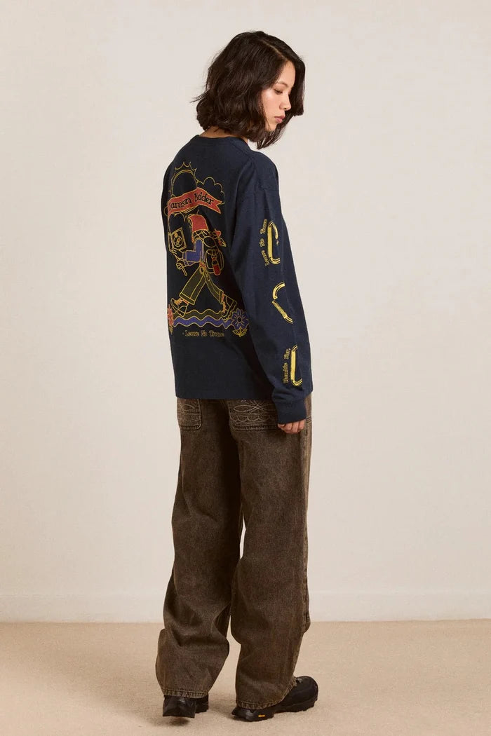Damson Madder - Navy Rambler Longsleeve Tee - Kalifornia Jean Bar