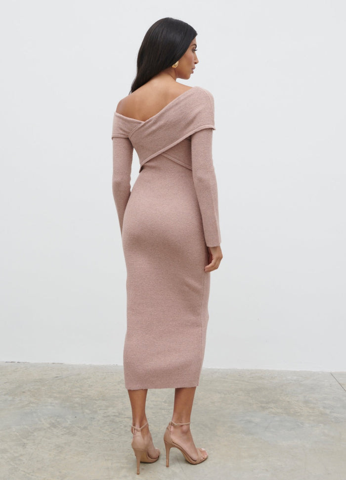 Lygia Is 5'9" & Wears Size UK S|Danica Wrap Knit Midaxi Dress - Pink