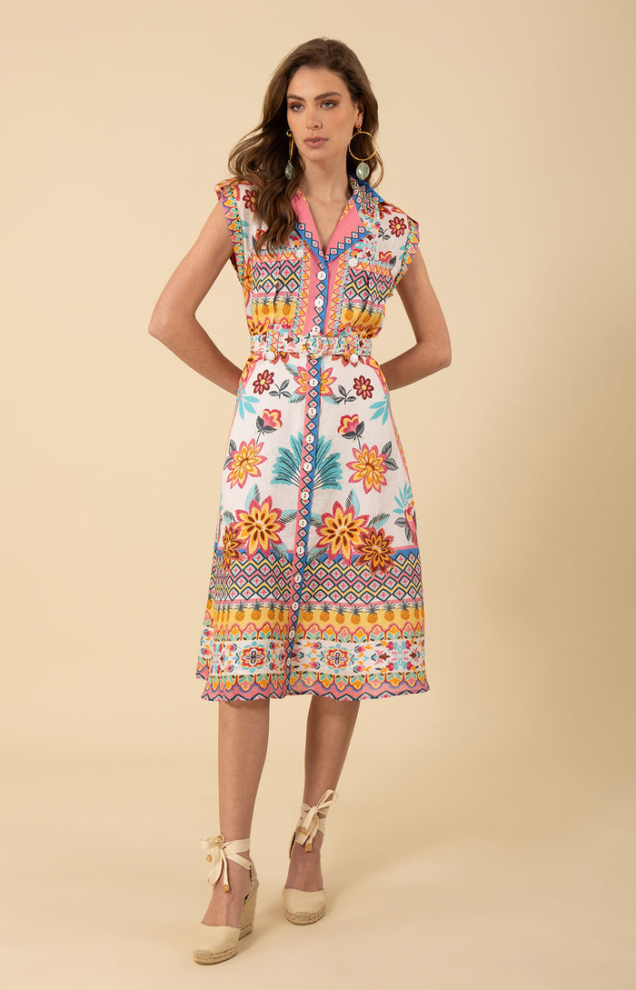 Daniela Midi Linen Dress, color_pink