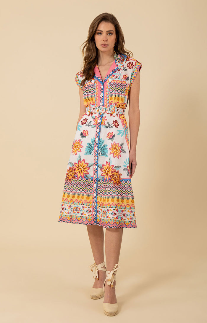 Daniela Midi Linen Dress, color_pink