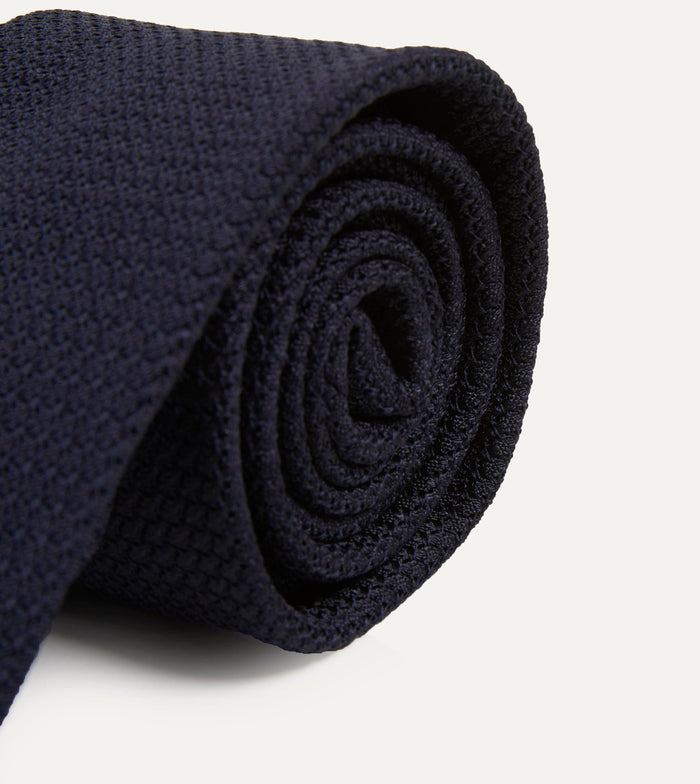 Dark Navy Hand Rolled Large Knot Grenadine Tie