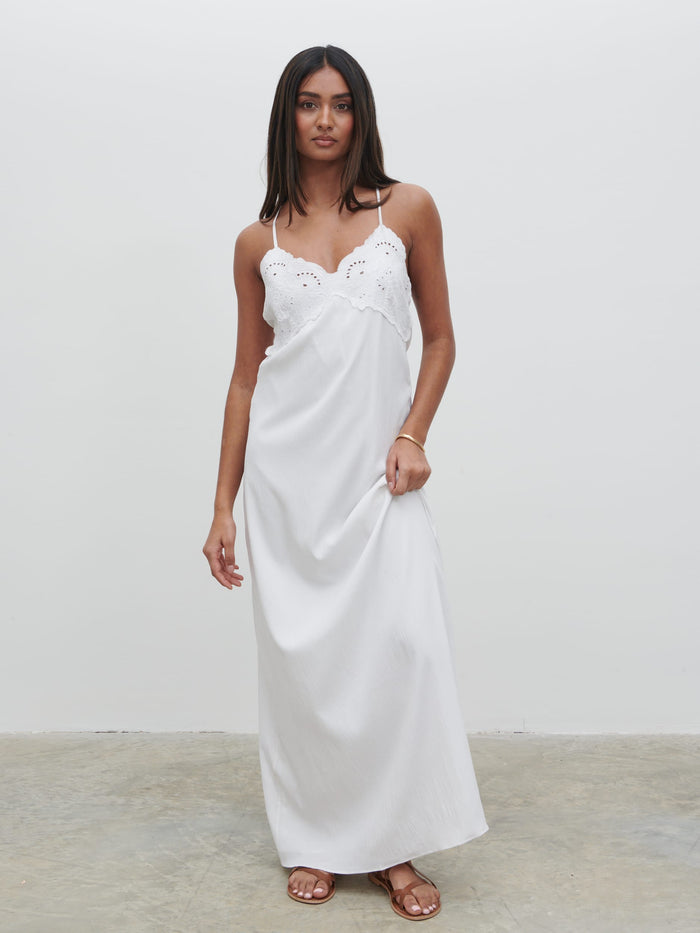 Sachi Is 5’7” & Wears Size UK 8|Davina Maxi Dress - Cream