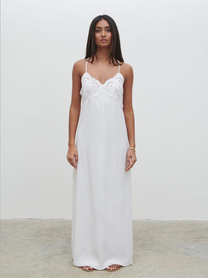 Sachi Is 5’7” & Wears Size UK 8|Davina Maxi Dress - Cream