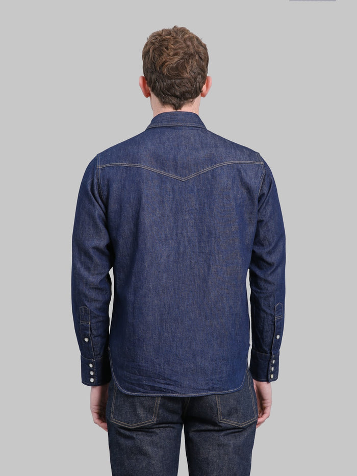 Deluxeware 7500 saddle master indigo denim shirt back