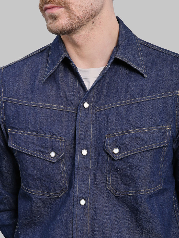 Deluxeware 7500 saddle master indigo denim shirt front pockets