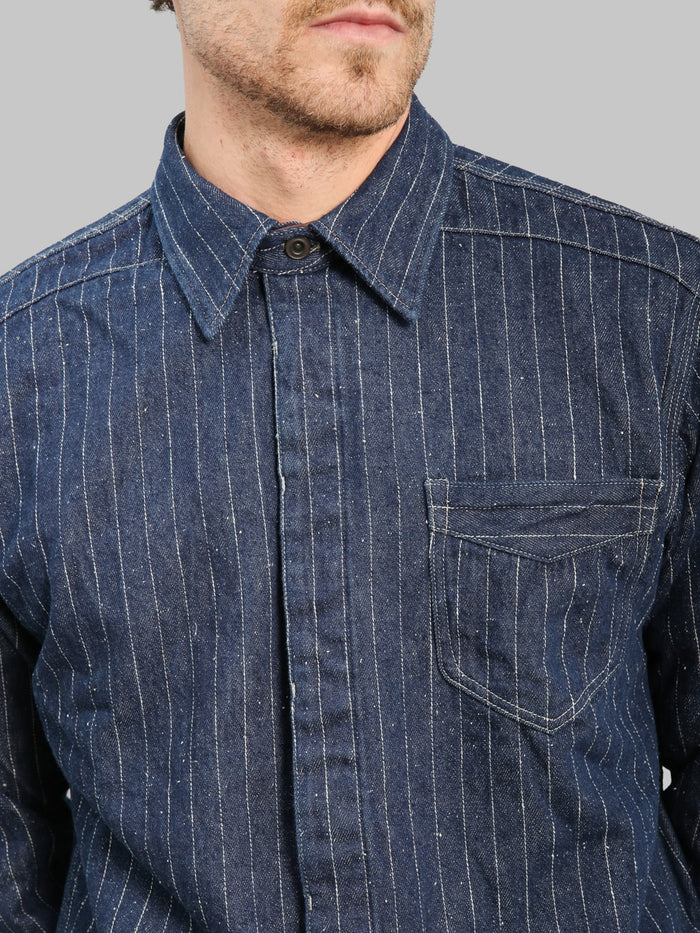Deluxeware 7630A 20th Anniversary Wabash Indigo Denim Nel Shirt chest pocket