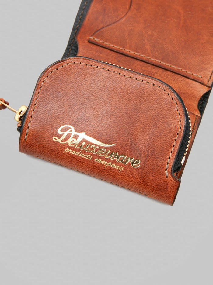 Deluxeware DLW-005 Leather Wallet Camel stamped logo