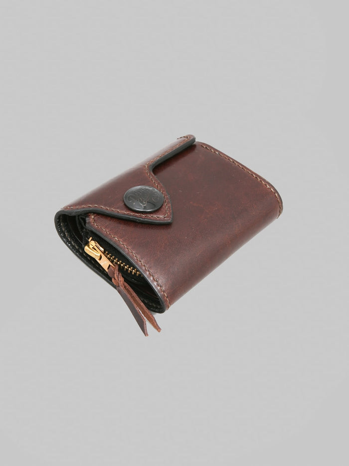 Deluxeware DLW-005 Leather Wallet Dark Brown snap button