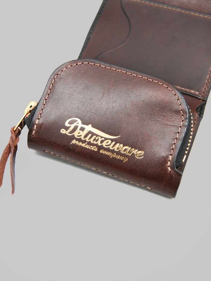 Deluxeware DLW-005 Leather Wallet Dark Brown logo stamped