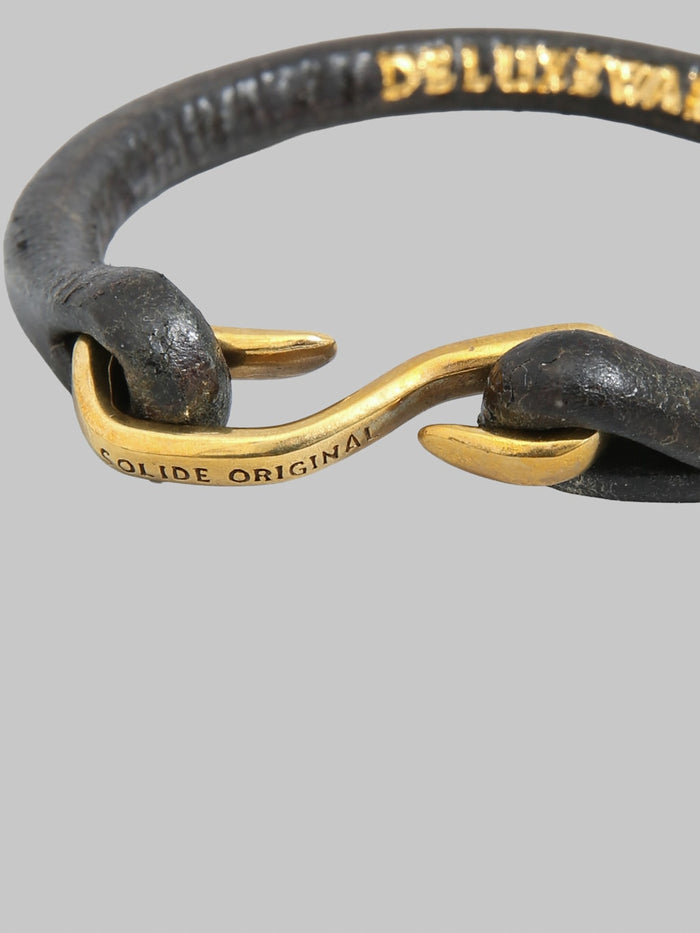 Deluxeware Leather Bracelet Black custom made brass hook