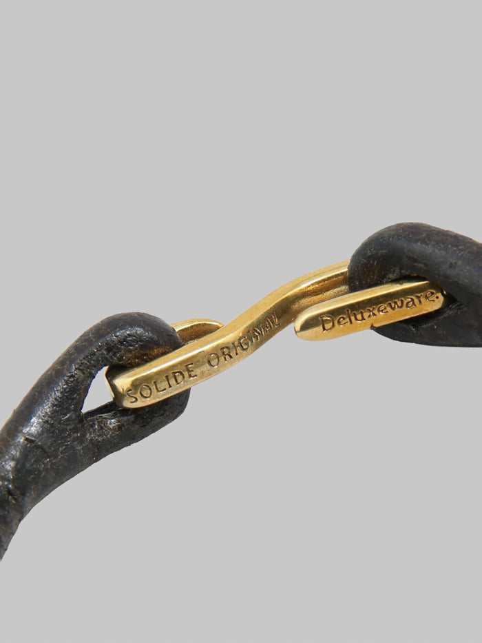 Deluxeware Leather Bracelet Black solid brass hook