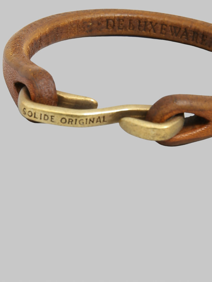 Deluxeware Leather Bracelet Brown Custom Made Brass Hook