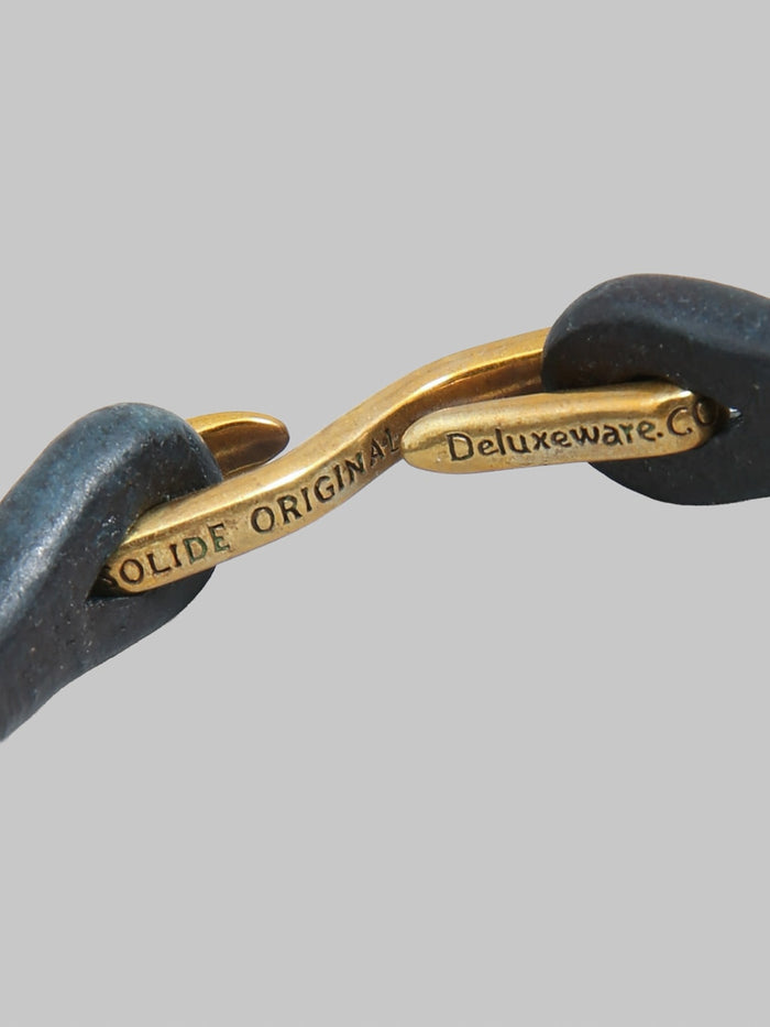 Deluxeware Leather Bracelet Navy Solid Brass Hook