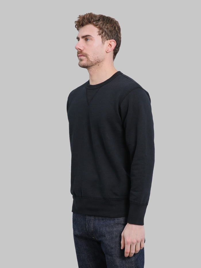 Deluxeware S101-00 Flat Seam Plain Sweatshirt Core Black Side