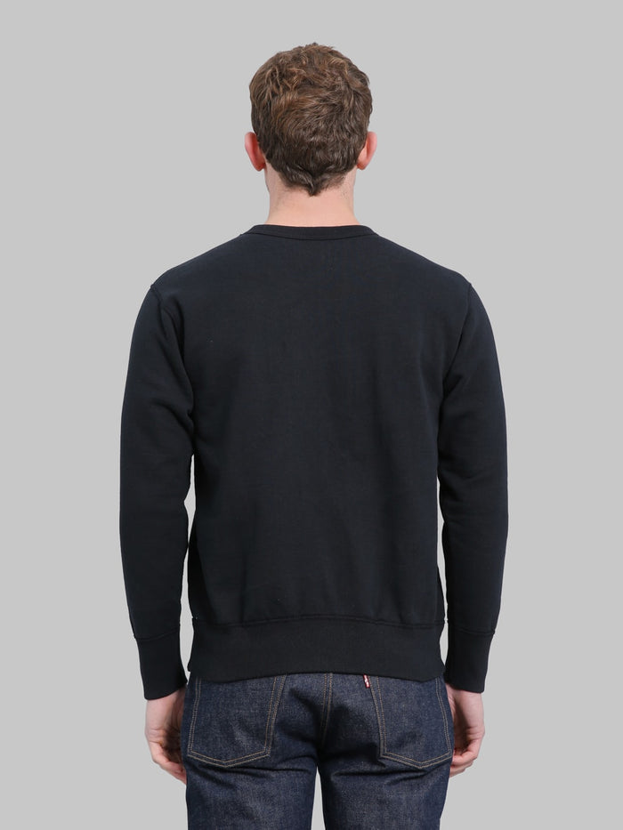 Deluxeware S101-00 Flat Seam Plain Sweatshirt Core Black Back