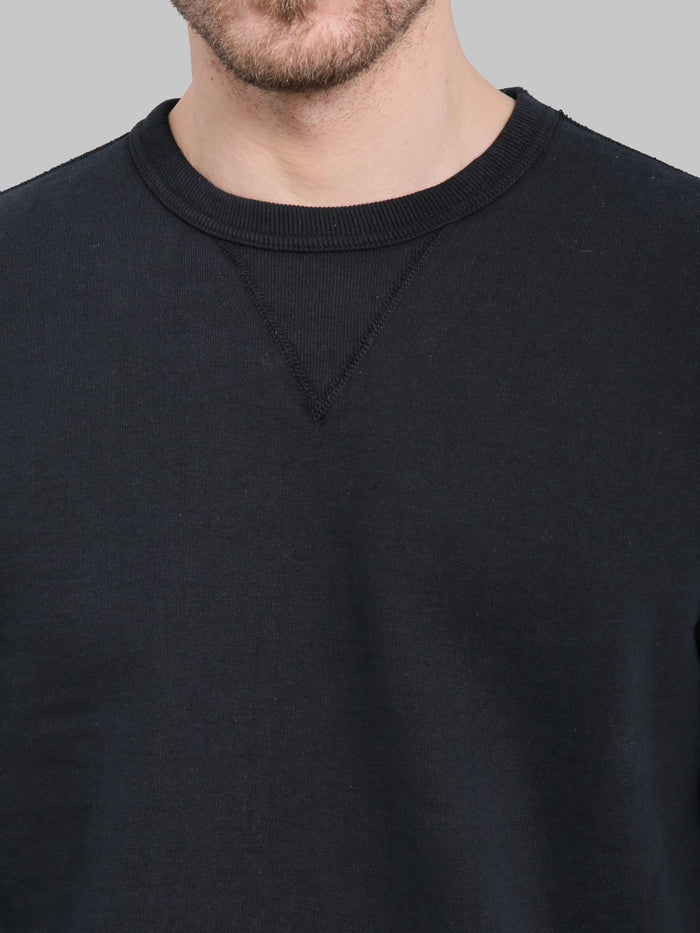 Deluxeware S101-00 Flat Seam Plain Sweatshirt Core Black Neck