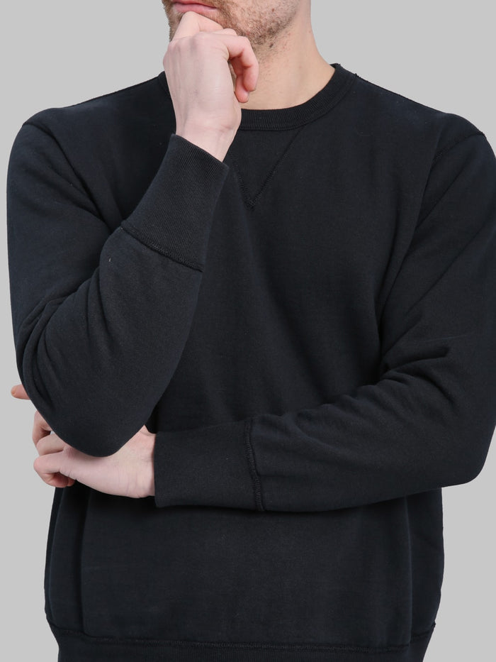 Deluxeware S101-00 Flat Seam Plain Sweatshirt Core Black Sleeves