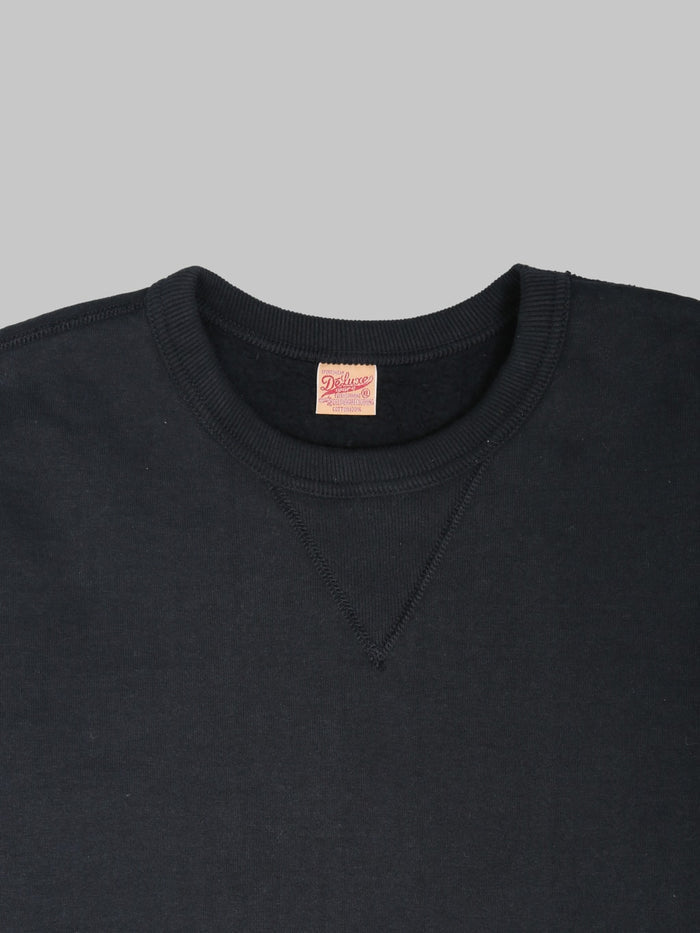 Deluxeware S101-00 Flat Seam Plain Sweatshirt Core Black Neck