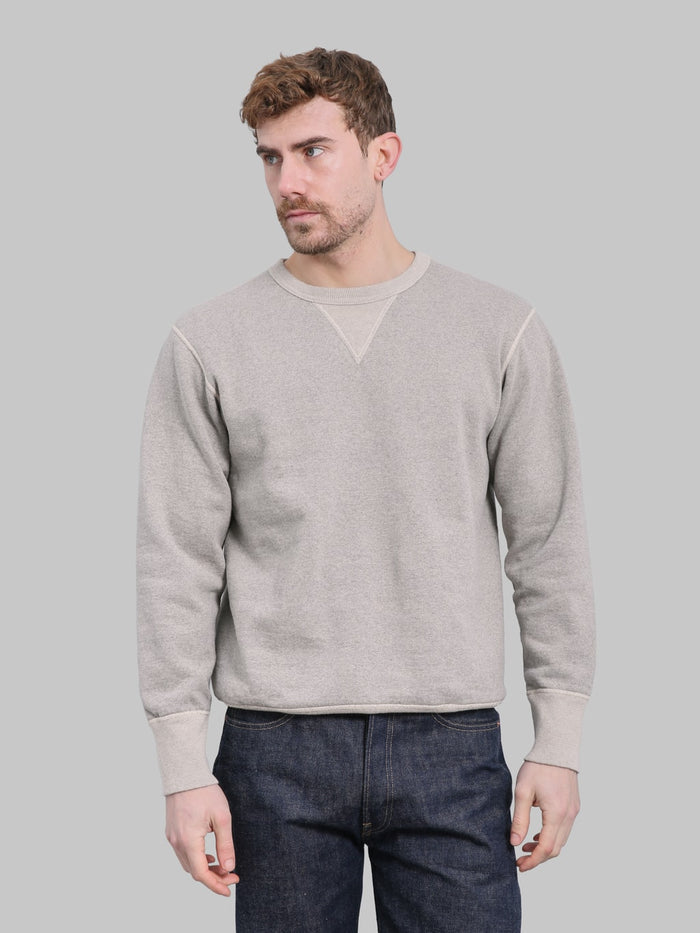 Deluxeware S101-00 Flat Seam Plain Sweatshirt Grey Beige fit