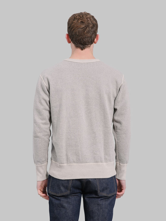 Deluxeware S101-00 Flat Seam Plain Sweatshirt Grey Beige back