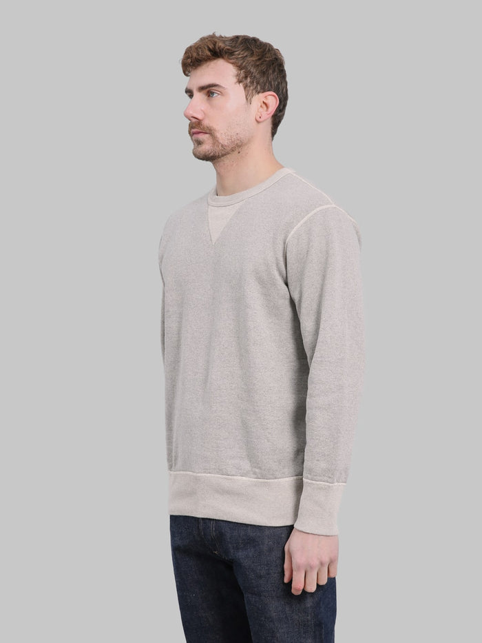 Deluxeware S101-00 Flat Seam Plain Sweatshirt Grey Beige side