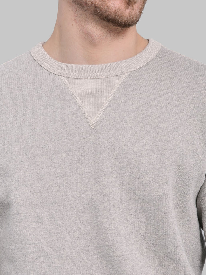 Deluxeware S101-00 Flat Seam Plain Sweatshirt Grey Beige neck