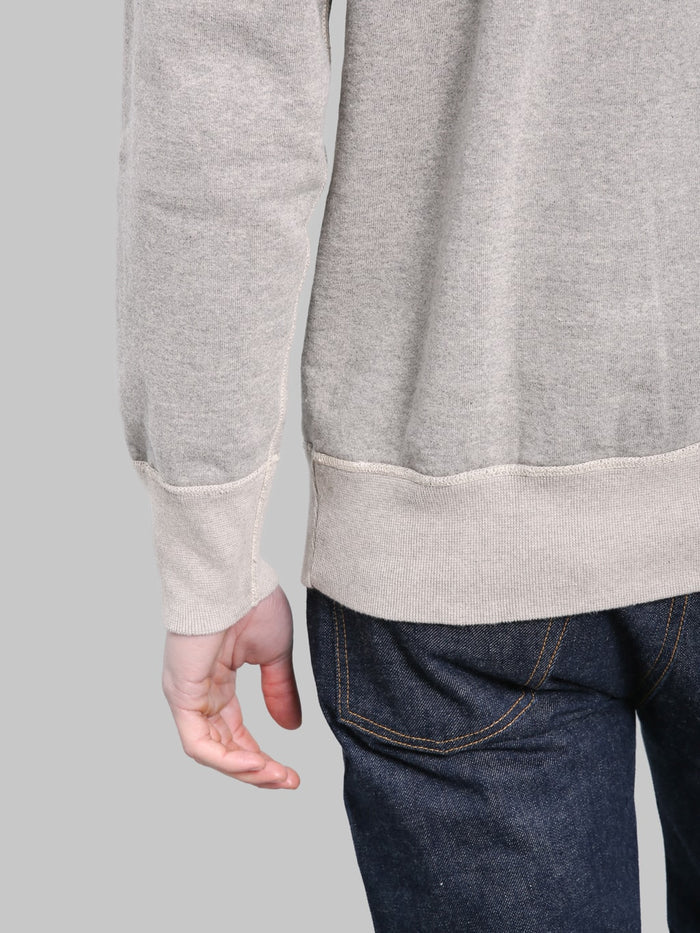 Deluxeware S101-00 Flat Seam Plain Sweatshirt Grey Beige hem