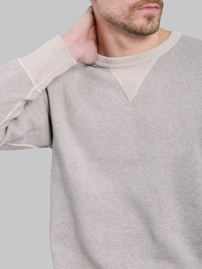Deluxeware S101-00 Flat Seam Plain Sweatshirt Grey Beige chest