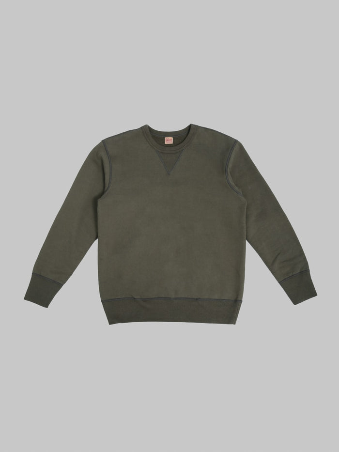 Deluxeware S101-00 Flat Seam Plain Sweatshirt Olive front