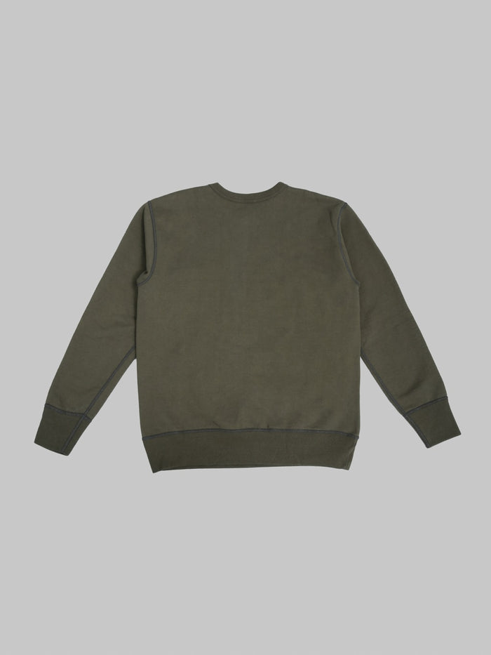 Deluxeware S101-00 Flat Seam Plain Sweatshirt Olive back