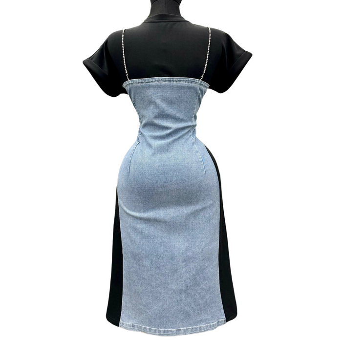 Denim Glam Midi Stretch Dress image 2