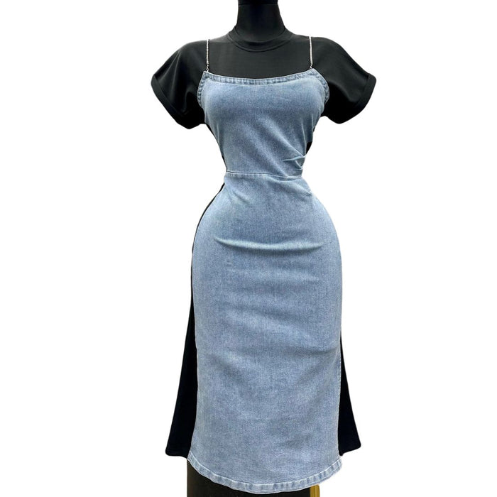 Denim Glam Midi Stretch Dress image 4