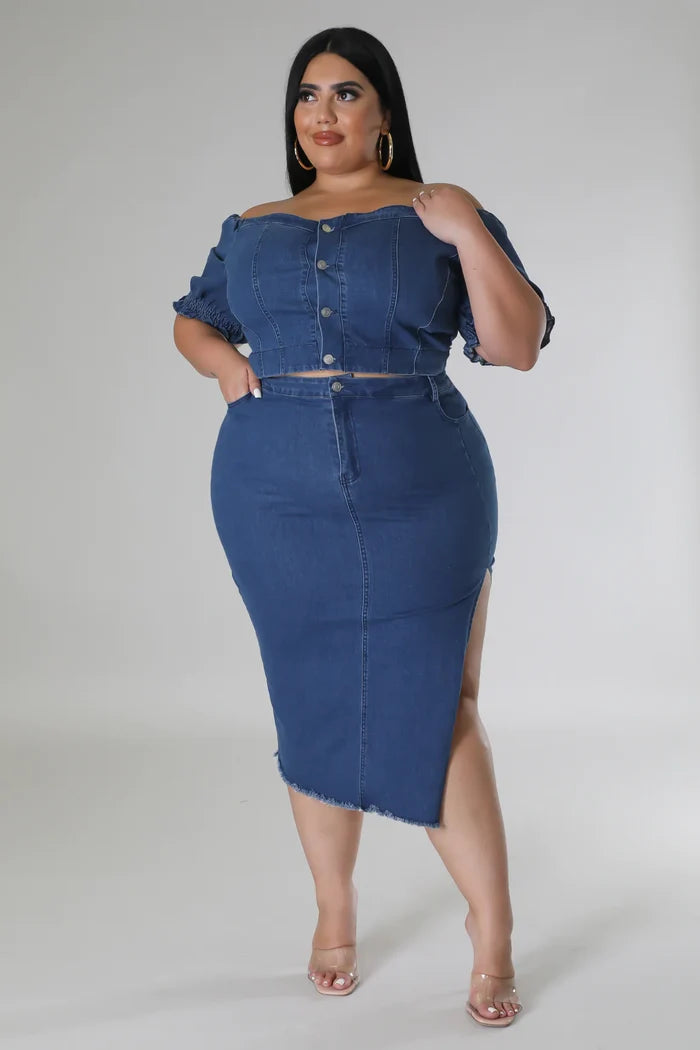 Denim Stretch Skirt Set (Curve)  image 2