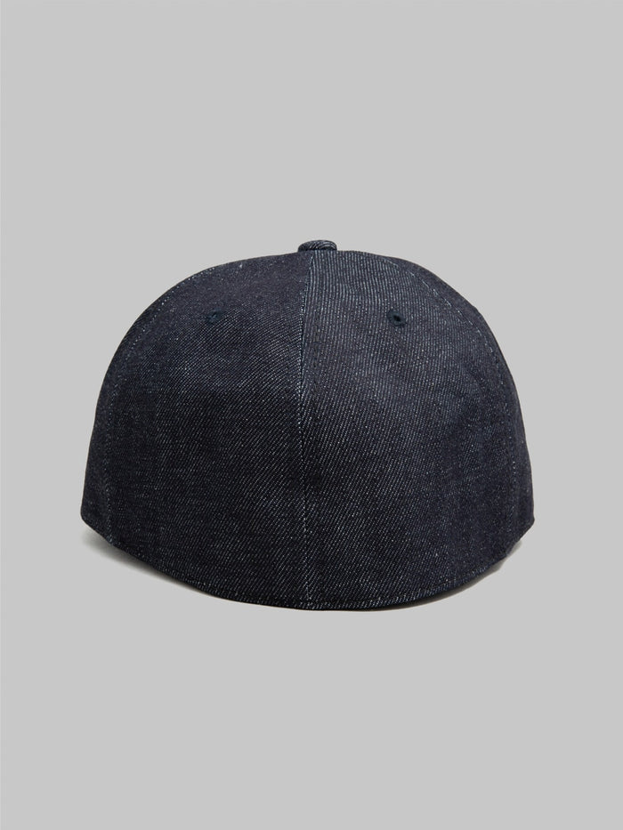 denime strong denim baseball cap raw indigo denim back